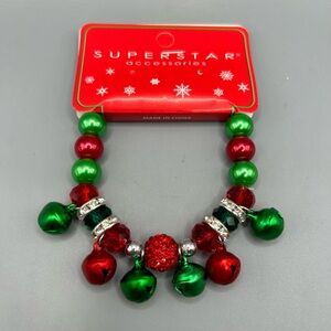 Superstar Accessories Christmas Jingle Bell Stretch Beaded Bracelet NEW